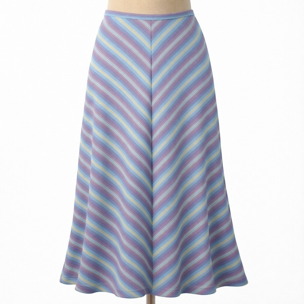 Vintage Full Circle Maxi Skirt Blue XS Boho Festival Striped Pastel Beach Preppy